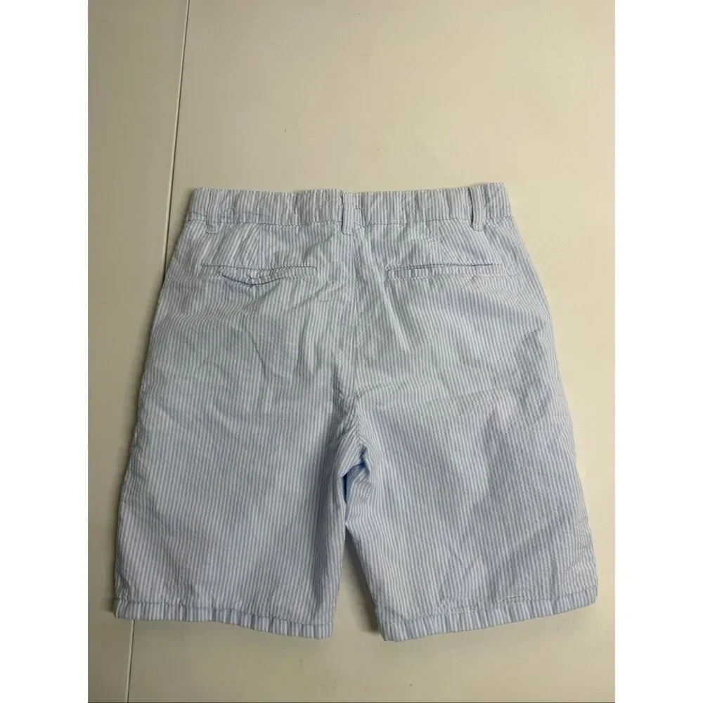 Gymboree Girls Seersucker Shorts Size 10 Blue White Stripe Cotton Summer Preppy